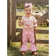 thumbnail image 4 of BemeyourBBs Western Newborn Girls Clothes Infant Baby Girl Cowgirl Outfits Short Sleeve Bull Head Print Romper Bow Front Tassle Pants Headband Set Cute Spring Summer Clothes, 4 of 9