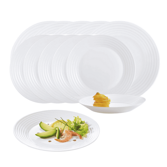 Vajilla de 18 Pzas Moderna de Opal para 6 Personas Luminarc Harena Blanca