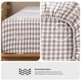 thumbnail image 5 of MooMee Gingham Sheet Set 100% Washed Cotton Linen Like Textured Extra Deep Pocket Breathable Lightweight 4-Piece (Brown, Queen), 5 of 9