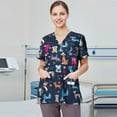 thumbnail image 5 of Garbnen Animal Print Scrubs for Women Workwear Plus Size Stretch V Neck Short Sleeve Womens Tshirts Xmas Valentine's Day Holiday Prints Nurse Working Uniforms, 5 of 6