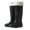 Black, variant on Women's PVC Waterproof Knee-High Rain Boots with Anti-Slip Thick Sole Platform Winter Insulated Warm Wet Weather Shoes Khaki 35