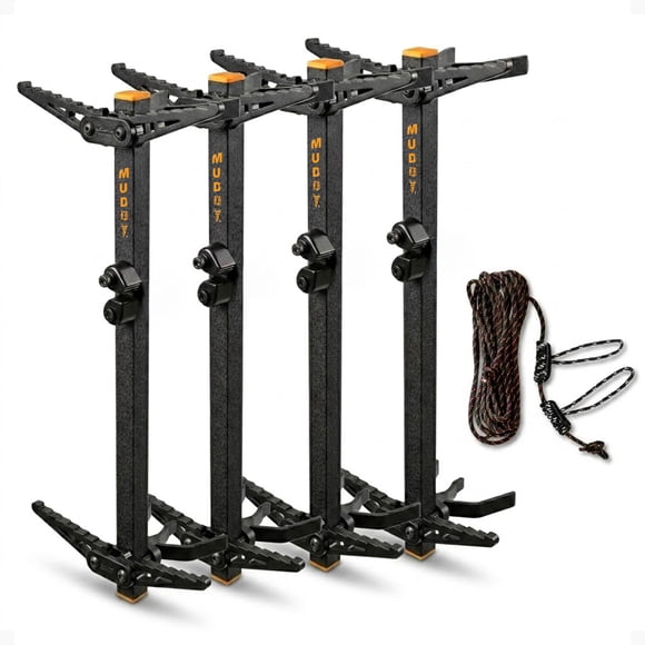 Muddy Pro Climbing Sticks, Tree Climbing Gear w/Rope Cam Attachment, 4 Pack