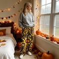 thumbnail image 4 of Trgacdwlo Halloween Pajama Pants Fuzzy Funny Ghost Graphic Wide Leg Fleece Pj Pants Women Elastic Waist Winter Cozy Warm Womens Lounge Pants, 4 of 6