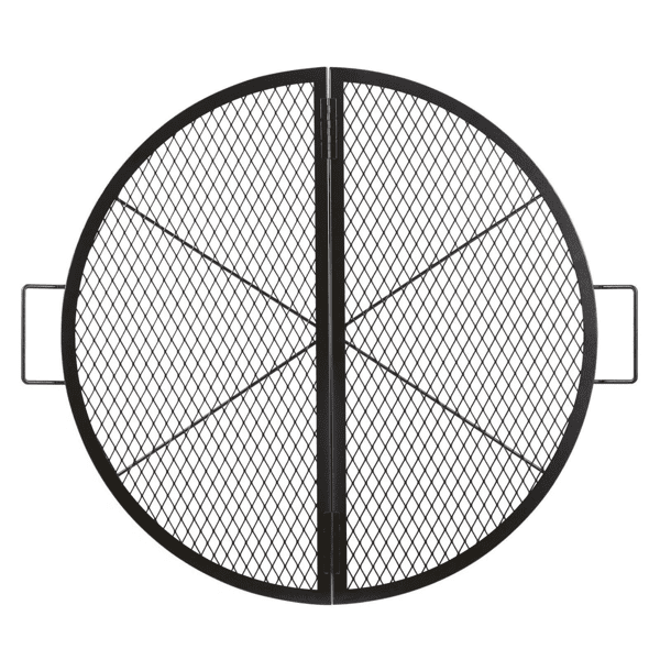 36 Inch Foldable Round Cooking Grate, with Handle & X Wire Support, Portable Campfire BBQ Grill Grid, Black