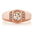 thumbnail image 2 of Gem Stone King 18K Rose Gold Plated Silver Peach Morganite and White Created Sapphire Engagement Ring for Men | 1.06 Cttw | Oval 8X6MM | Gemstone October Birthstone | Size 10, 2 of 6