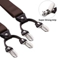thumbnail image 2 of Buyless Fashion Satin Twill Formal Mens 2 Pack Suspenders - 48" Adjustable 6 Clip Y Back - 1 1/4" Leather End - 5143-2-Brown, 2 of 7