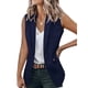 thumbnail image 2 of Chaleco Blazer Sin Mangas para Mujer, Informal, con Abertura Frontal, un Botón, Chaqueta de Verano con Bolsillos. Azul Marino M, 2 of 6