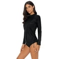 thumbnail image 4 of Charmo Rash Guard Women Long Sleeve Rashguard UV Sun Protection Swimwear Banded Swimsuit, Black, 4 of 7