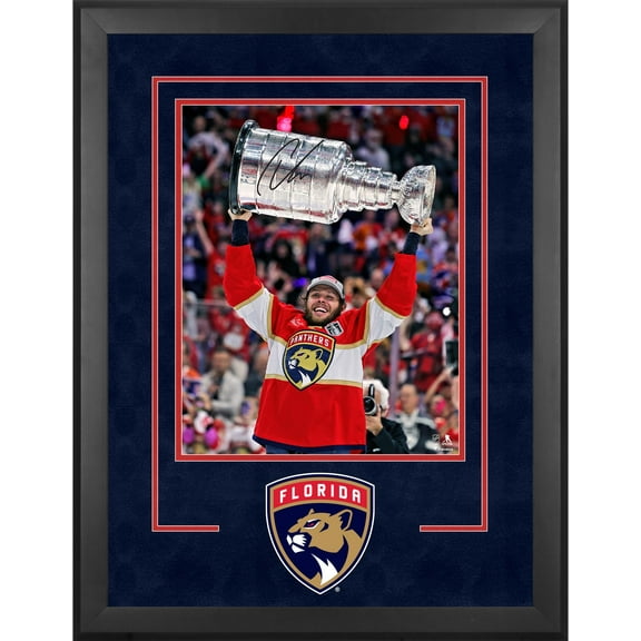 Carter Verhaeghe Florida Panthers Deluxe Framed Autographed 2024 Stanley Cup Champions 16" x 20" Raising Cup Photograph - Fanatics Authentic Certified