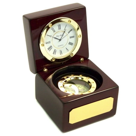 - Bey-Berk International Compass Rosewood Desktop Clock