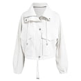 thumbnail image 4 of Womens Cropped Jacket Zip Up Lightweight Bomber Jacket Utility Anorak Coat With Pockets (White XXL), 4 of 5