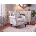 thumbnail image 6 of Vintage Floral Print Armchair,featuring durable linen fabric and solid wood legs.Vibrantly colored accent chair is perfect for bedrooms, living rooms,reading nooks,and entryways,Blue, 6 of 6