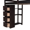 thumbnail image 5 of Twin Size Loft Bed with Stairs for Kids, Solid Wood Bed Frame with Built-in Desk, 4 Storage Drawers and 3-Tier Shelves, Modern Versatile Bed with Safety Guardrails for Boys and Girls, Espresso, 5 of 7