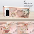 thumbnail image 6 of SaniMore for Google Pixel 8 Pro Case, Marble Pattern 3 in 1 Heavy Duty Shockproof Full Body Hard PC+IMD Bumper Drop Protective Women Girls Cover Rotating Ring Bracket Stand, Gold, 6 of 10