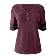 thumbnail image 5 of Camisetas para Mujer Fiudx Blusas Casuales con Botones Manga Corta Cuello en V Verano, 5 of 5