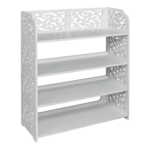 Ktaxon 4-Tier Standing Shoe Rack, Wood Plastic Board, White