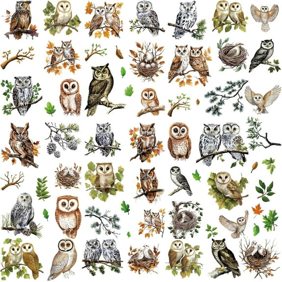 8 Sheets Owl Wall Stickers Animal Stickers Bird Window PVC Waterproof Self Adhesive Wall Decals Removable for Window Decor Clings Stairway Housewarming Gift Colorful