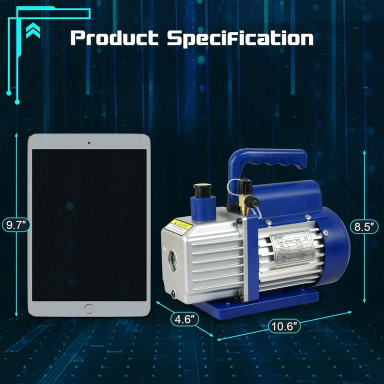 Zeny 3,5CFM Single-Stage 5 Pa Rotary Vane Economy Vacuum Pump 3