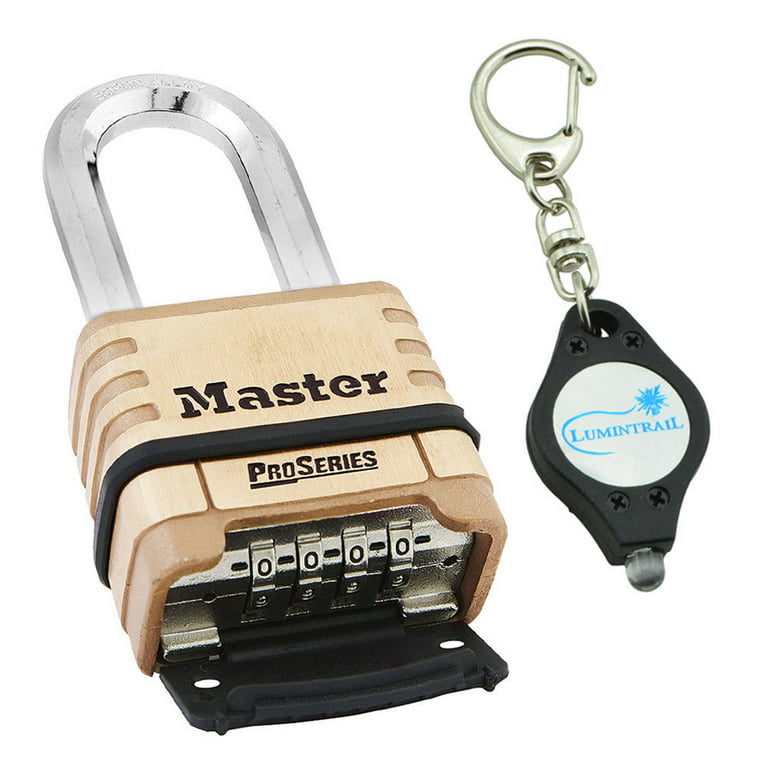 Master Lock 1175DLH ProSeries Brass Resettable Combination Padlock +  Keychain 