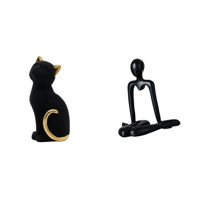 Figura De Resina De Gato Pensador, Escultura Abstracta De Animal, Adorno Coleccionable Decorativo Para Entrada, Estantería, Sala De Estar, Dormitorio, Armario, Mesa.