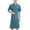 Blue, variant on Men's Short Sleeve Robe Jersey Midi Bathrobe Pockets Knit Summer Knee Length Robe Shawl Collar Comfy Modal V Neck Soft Grey X-Large