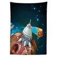 thumbnail image 3 of Ambesonne Cartoon Tablecloth Rectangular Table Cover, Spacecraft Planet Space, 60"x90", Multicolor, 3 of 4