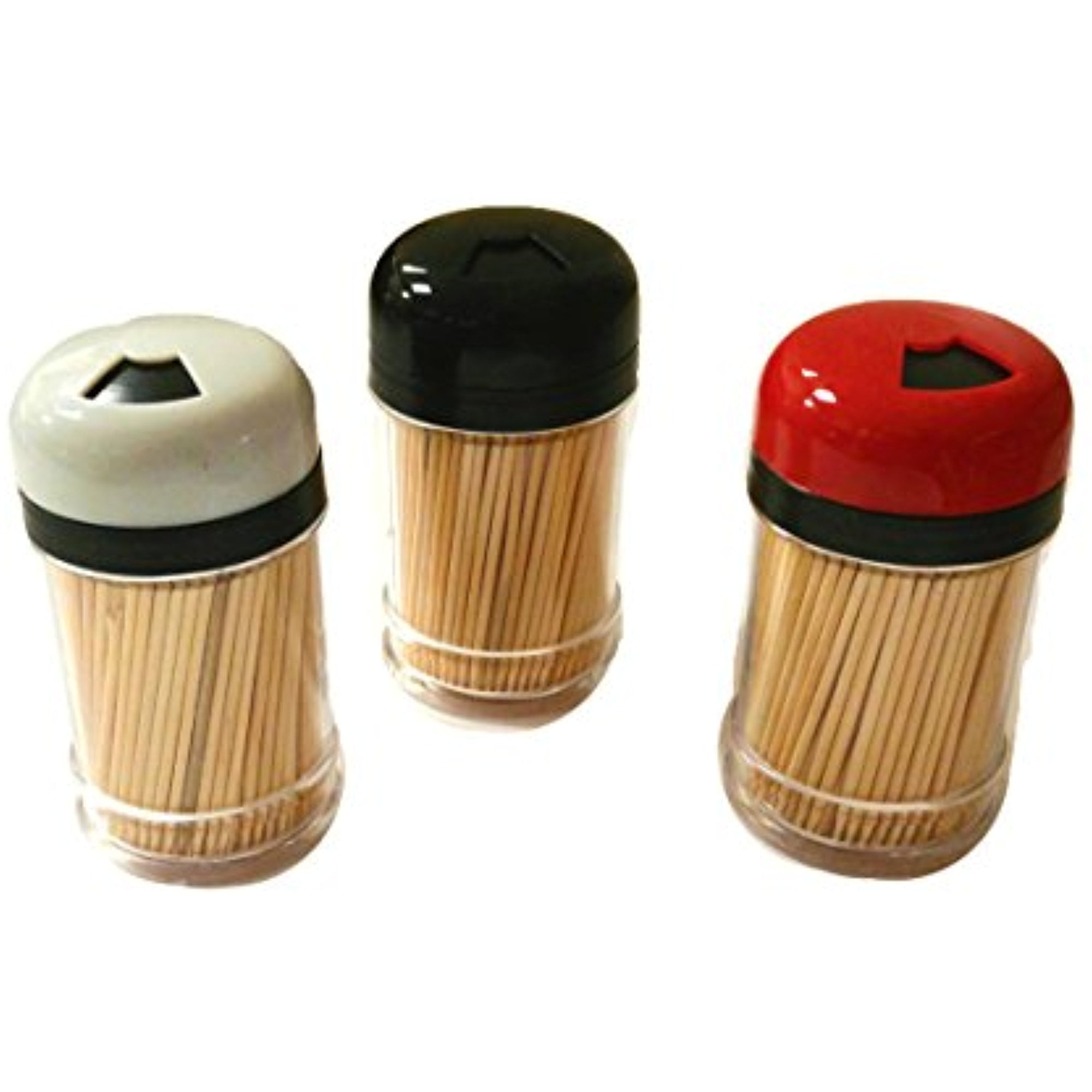 Set of 3 Bamboo Toothpicks 300 Count Each in Plastic Dispenser with