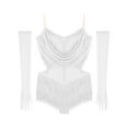 thumbnail image 6 of Aiihoo Womens Glittery Rhinestones Tassels Leotard Dance Shiny Rhinestones Latin Ballet Dancewear Ivory S, 6 of 7