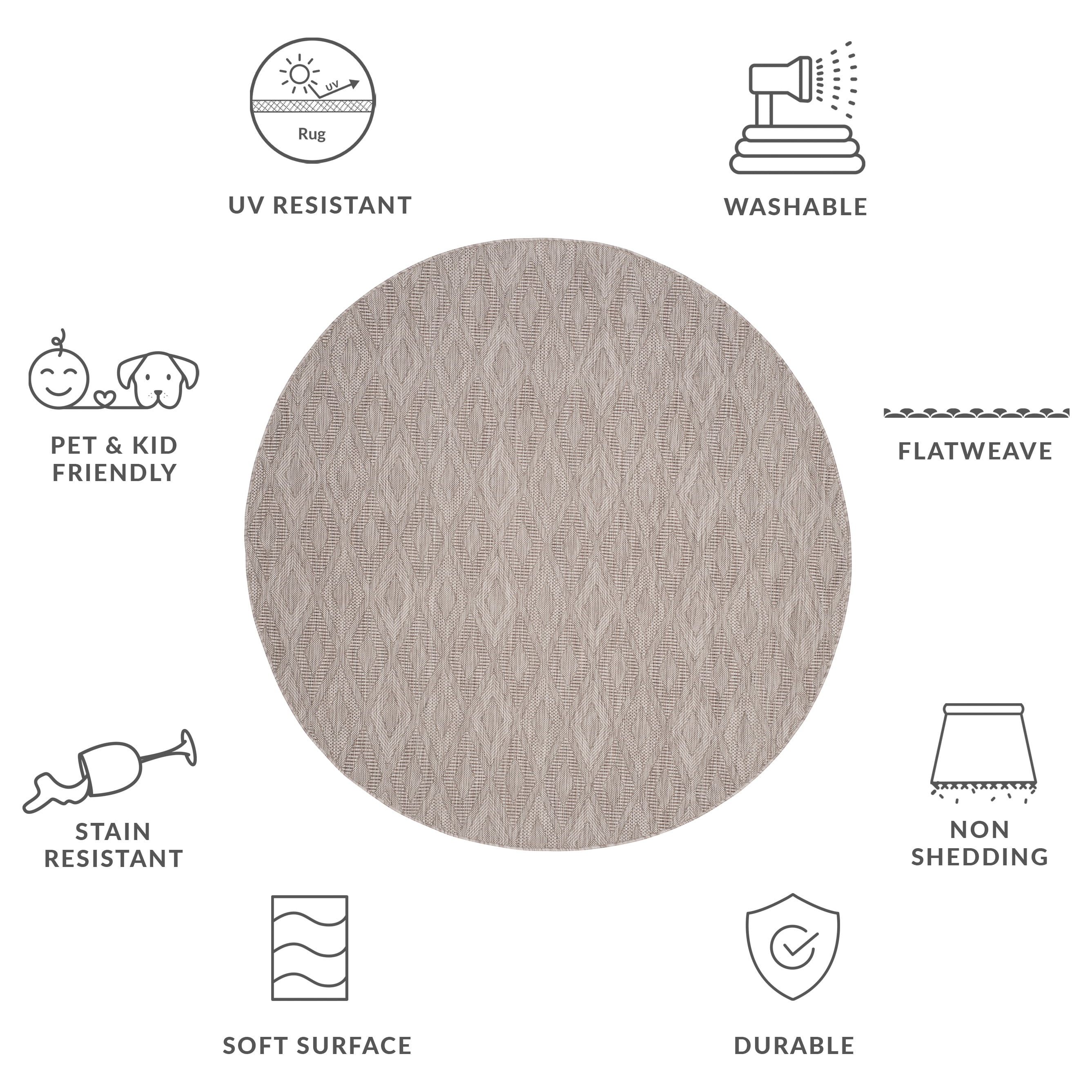 Safavieh Courtyard Teodor Geometric Indoor/Outdoor Area Rug, Beige, 4' x 4' Round