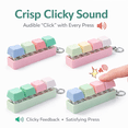 thumbnail image 5 of 4 Pack Clicky Key Press Fidget Keychains, Mini 4-Key Keyboard Keycap Keychain Set, Assorted Colors, Clip-On Bag & Keys, 5 of 5