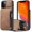 Brown, variant on Casus Leather Wallet Back Zipper Magnetic Flip Cover Card Holder Case for iPhone 11 Pro Max - Brown
