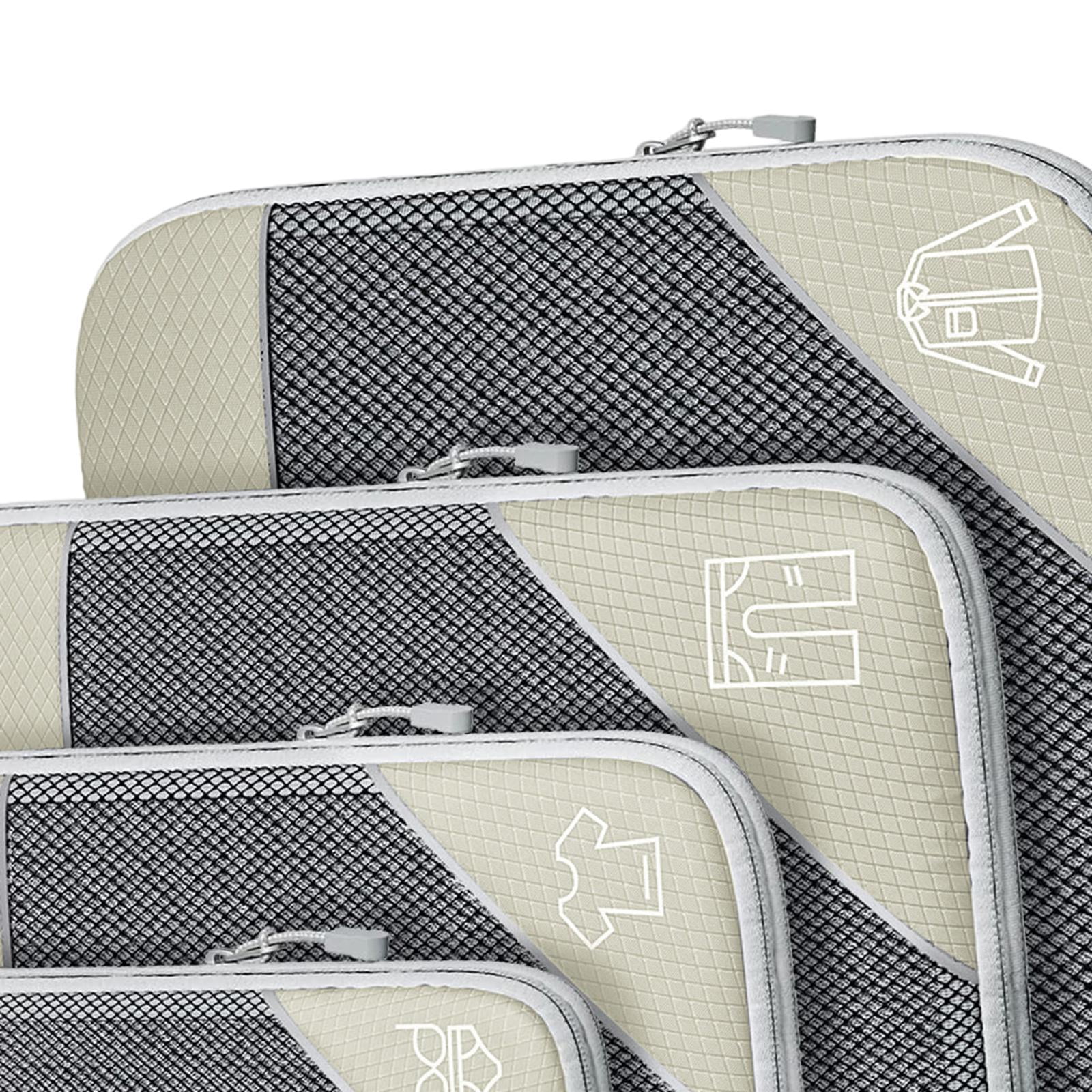 Axioma Compression Packing Cubes Lightweight Packing Organizers Travel Luggage Bags for Beige White