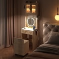 thumbnail image 4 of Ktaxon Makeup Vanity Table for Small Spaces, Vanity Table Set with 3 Color LED Light, Bedroom Dressing Table, Natural, 4 of 13