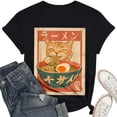 thumbnail image 4 of Womens Anime Cat Ramen Graphic T-Shirts Japanese Funny Graphic Short Sleeve Tees Kawaii Cat Anime Gifts Tops, 4 of 5