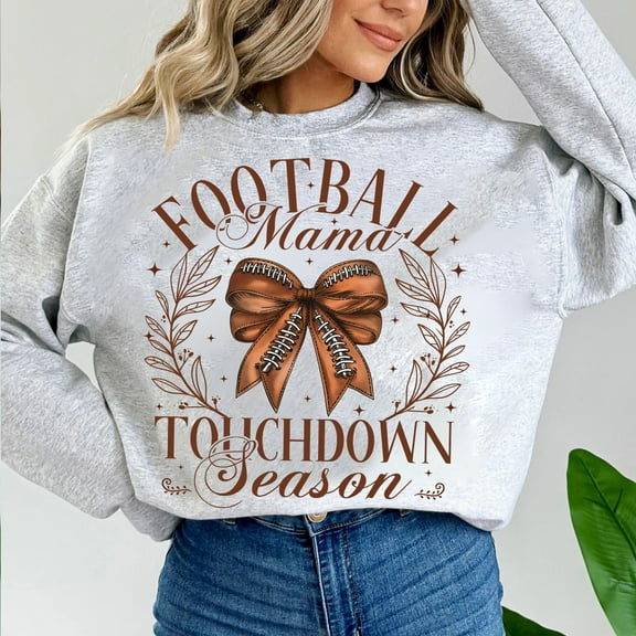 Touchdown Season Coquette Sweatshirt, Coquette Football Pullover, Football Mom Shirt, Football and Bows Sweatshirt, Football Mama Shirt