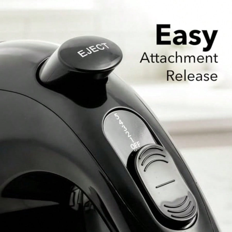 5-Speed Corded Electric Hand Mixer with Stainless Steel Whisks Compact Portable Design with Snap-On Storage Case 150W Lightweight Handheld Mixer for Baking and Cooking Black