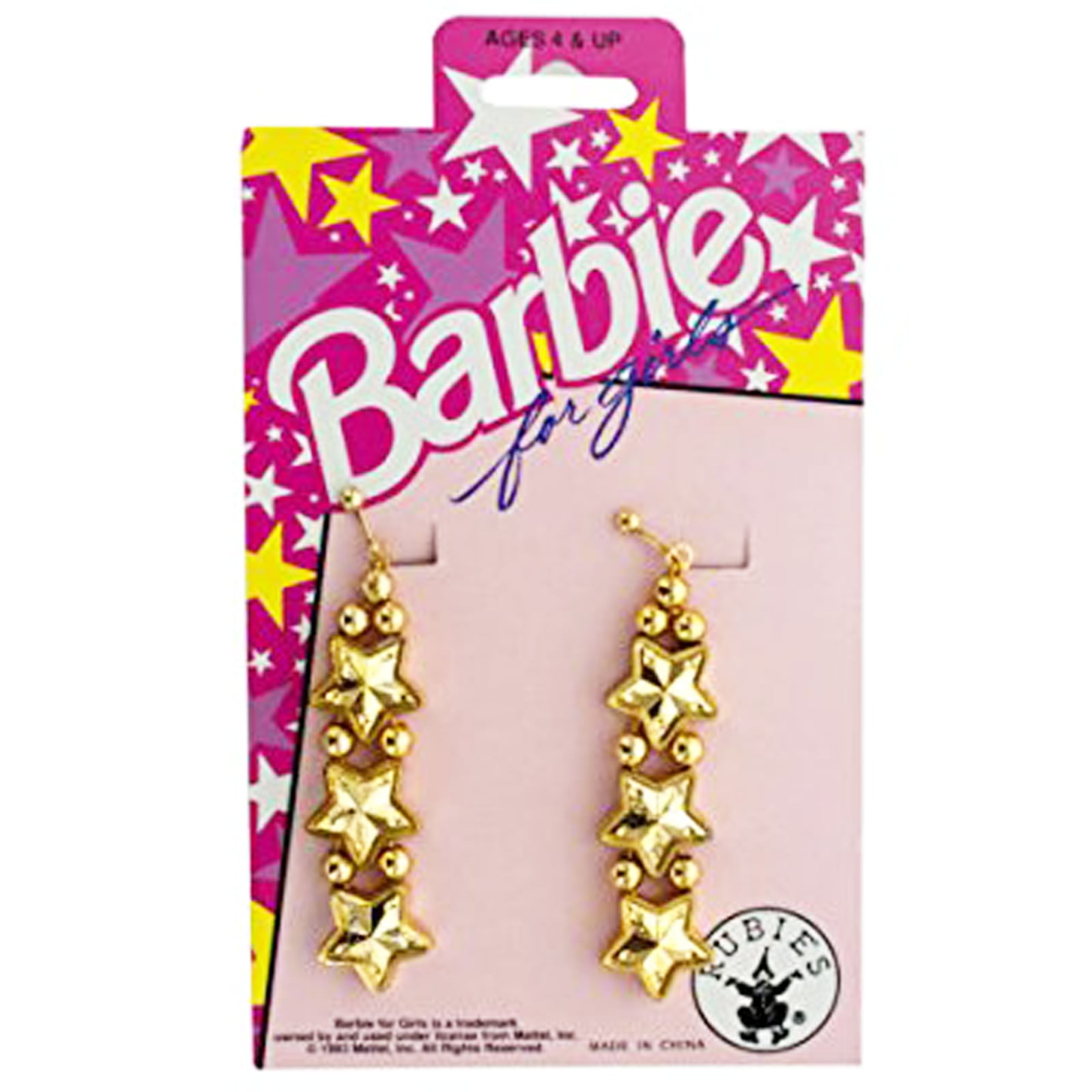 Barbie Jewellery 40th Anniversary Metal Faux Diamond Dangle Earrings New 