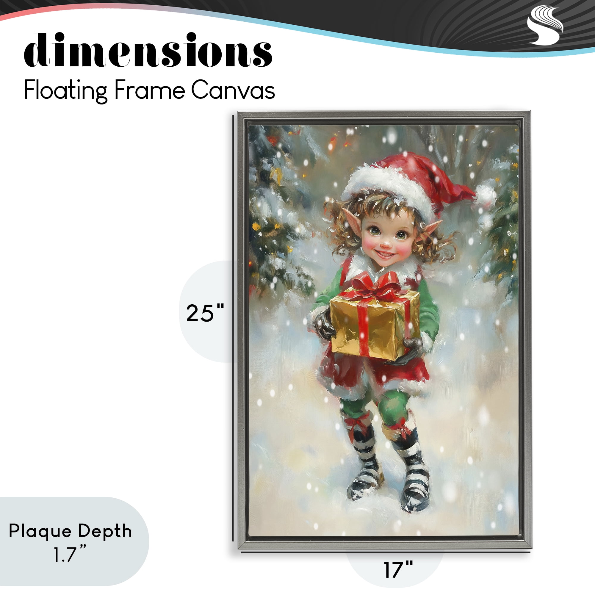 Stupell Industries Santa's Little Elf Gray Framed Floater Canvas Wall Art, design by Tina LeCour