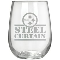 Pittsburgh Steelers Etched 17oz. Rally Cry Stemless Wine Glass
