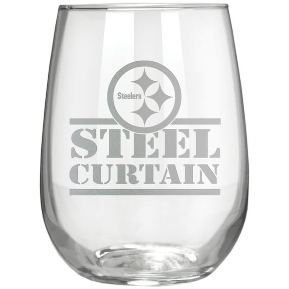 Pittsburgh Steelers Etched 17oz. Rally Cry Stemless Wine Glass
