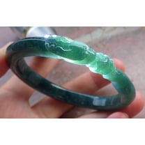 Certified Icy Green Burma Natural A JADE Jadeite Snake Flower Bangle Bracelet 57 mm 655990 TN