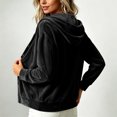thumbnail image 6 of Velvet Long Sleeve Cardigan Hoodies Women Button Womens Hood Shirts Black XXXL, 6 of 9