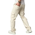 thumbnail image 2 of Reppunk Streetwear Stylish Multi pocket Loose Men Cargo Jeans Male Casual Straight Denim Pants Menswear Underwear Trouser Human Beige Plain, 2 of 9