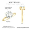 thumbnail image 6 of Rosec Jewels Round Moissanite Solitaire Engagement Ring 2 Carat - 8 mm - High Set Ring - D-VS1 Quality - with Jewelry Box, 18K Yellow Gold, US 11.50, 6 of 7