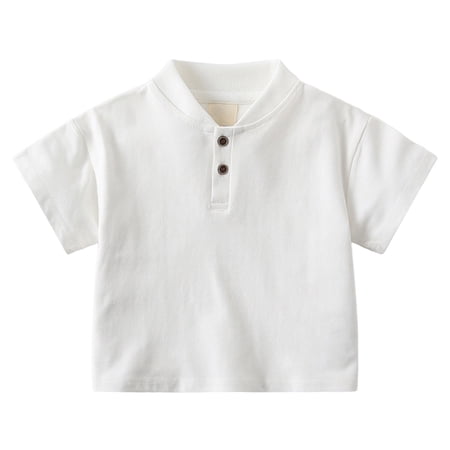 Tigivemen Boys T Shirts Short Sleeve Henley Shirts for Toddler Boy Casual Summer Tops with Buttons White 3-4 Years