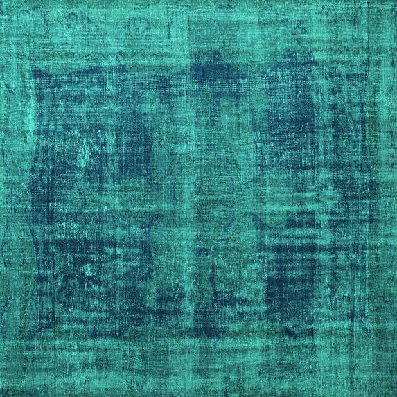 Ahgly Company Machine Washable Indoor Square Persian Turquoise Blue Bohemian Area Rugs, 4' Square