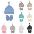 thumbnail image 2 of Baby Hats and Mittens Infant Cotton Beanie Gloves No Scratch Set Newborn Hospital Hat for Boys Girls, 2 of 6