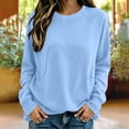 thumbnail image 6 of CBASIHI Womens Crew Neck Sweatshirts with Pockets- Casual Long Sleeve Oversized Fall Pullover Top Light Blue Size L, 6 of 6