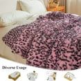 thumbnail image 3 of XeGe Faux Fur Leopard Print Blanket, Soft Cheetah Print Fluffy Bed Blanket, Shaggy Plush Decorative Couch Throw, Cute Animal Print Fuzzy Throw for Sofa Bed Couch, Black and Pink, 60x80, 3 of 6