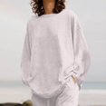 thumbnail image 4 of CHOK Cotton Linen Sets for Women 2 Piece Long Sleeve Lounge Set Lightweight Pants Spring Summer Outfits, 4 of 7